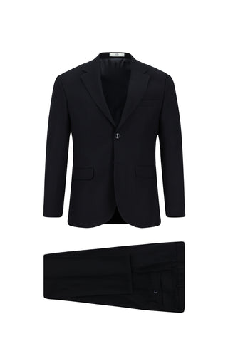  Koyu Lacivert 7 Drop Slim Fit Dar Kesim Desenli Takım Elbise