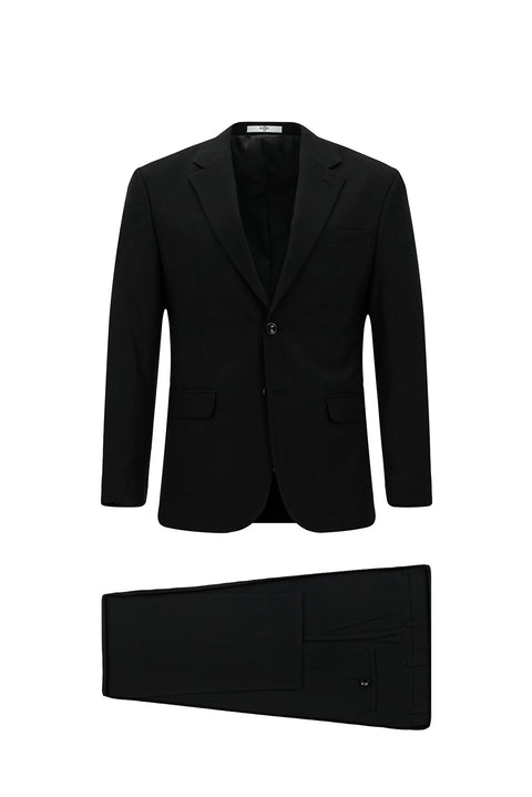Black 7 Drop Slim Fit Patterned Suit
