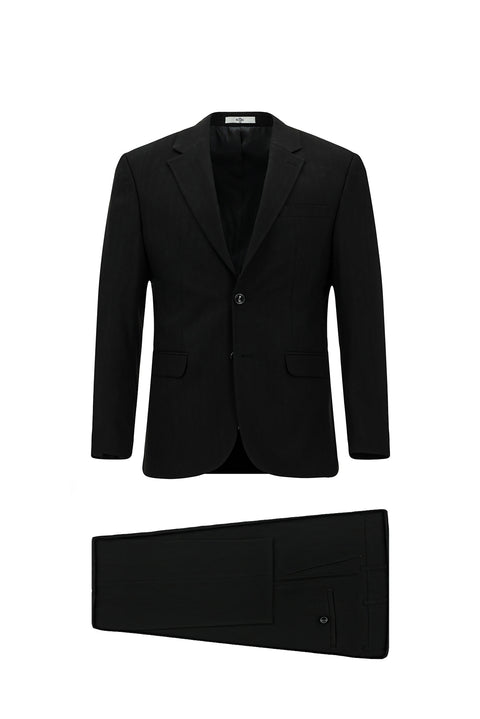 Black 7 Drop Slim Fit Patterned Suit