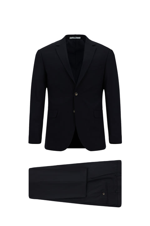 Dark Navy 6 Drop Regular Fit Standard Cut Patterned Suit