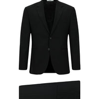 Black 6 Drop Regular Fit Standard Cut Patterned Suit