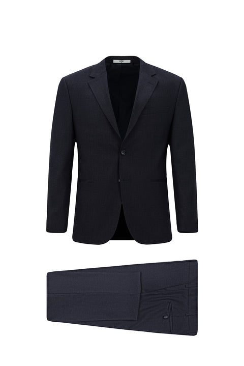 Dark Navy 6 Drop Regular Fit Standard Cut Patterned Suit
