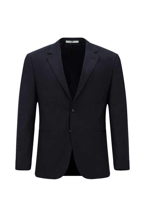Dark Navy 4-Drop Relaxed Fit Patterned Suit
