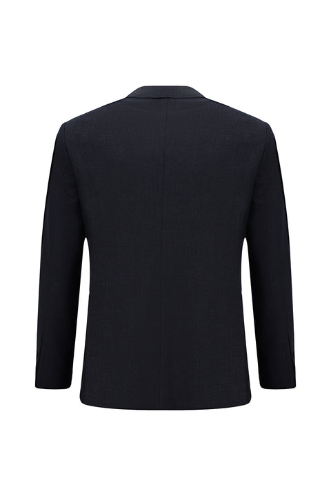 Dark Navy 4-Drop Relaxed Fit Patterned Suit