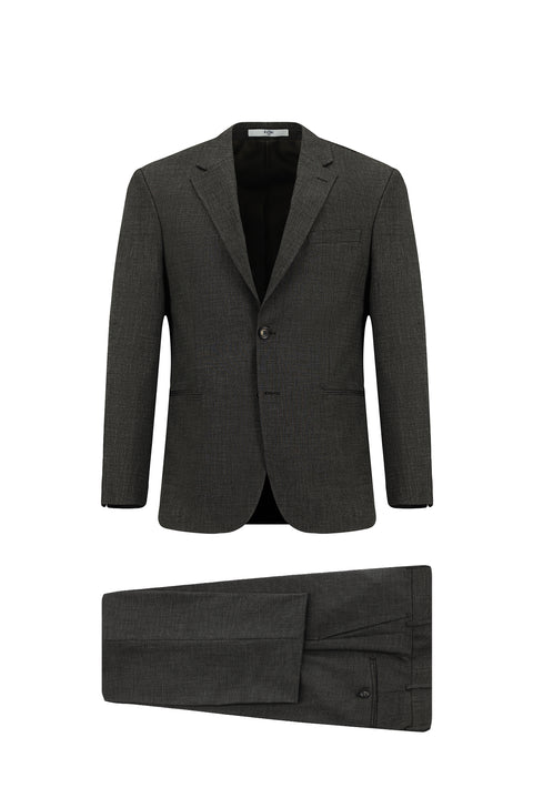 Dark Brown 4-Drop Relaxed Fit Patterned Suit