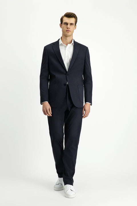 Medium Navy 6 Drop Regular Fit Standard Cut Patterned Elasticated Waist Drawstring Suit