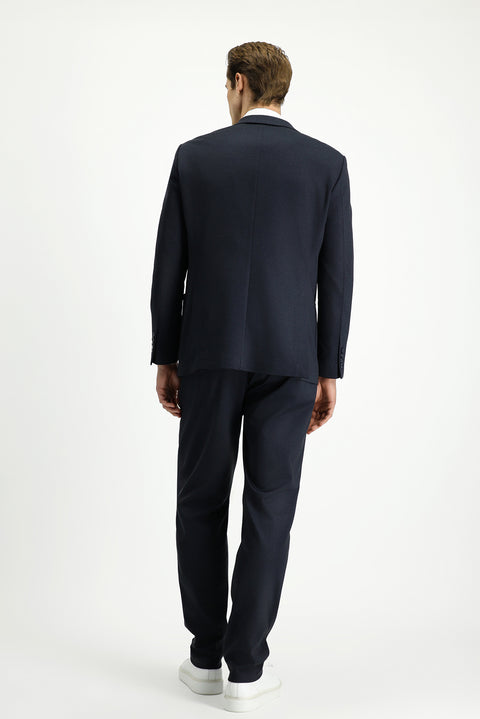 Medium Navy 6 Drop Regular Fit Standard Cut Patterned Elasticated Waist Drawstring Suit