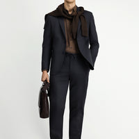 Dark Navy 6 Drop Regular Fit Standard Cut Patterned Elastic Waist Drawstring Suit