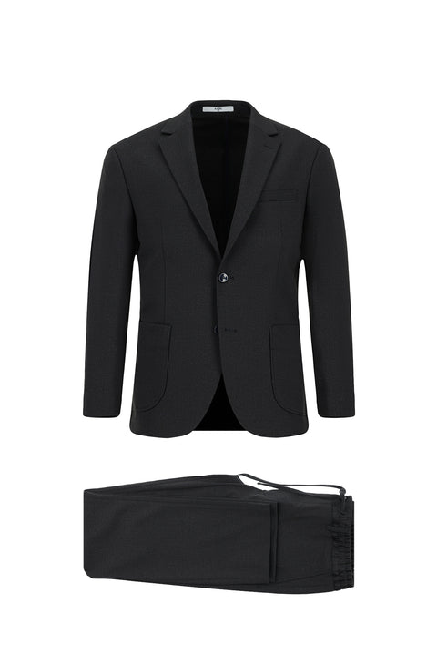 Dark Navy 6 Drop Regular Fit Standard Cut Patterned Elastic Waist Drawstring Suit