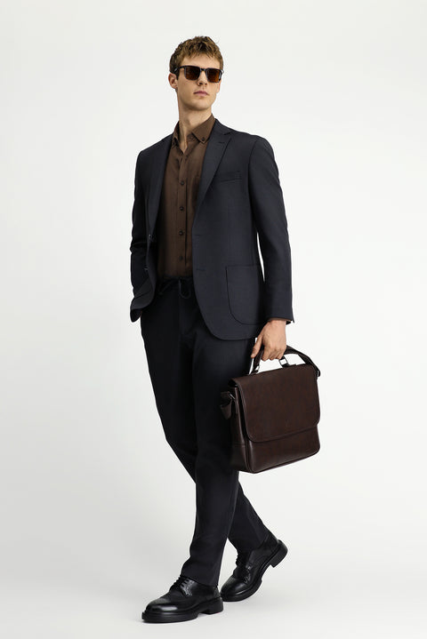 Dark Navy 6 Drop Regular Fit Standard Cut Patterned Elastic Waist Drawstring Suit