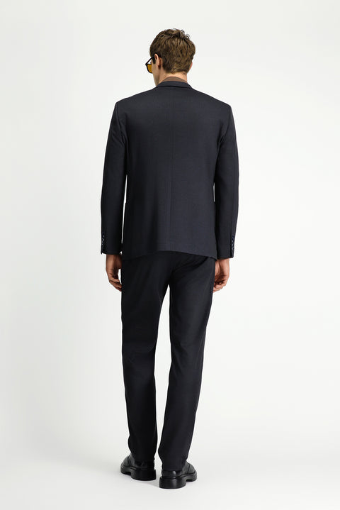 Dark Navy 6 Drop Regular Fit Standard Cut Patterned Elastic Waist Drawstring Suit