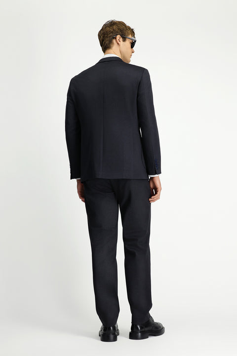 Black and Navy Blue 6 Drop Regular Fit Standard Cut Patterned Elastic Waist Drawstring Suit