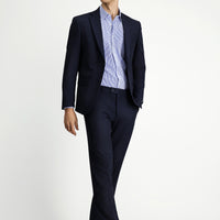 Medium Navy Blue 6 Drop Regular Fit Standard Cut Patterned Two-Piece Trouser Suit