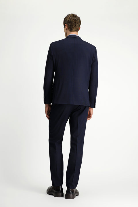 Medium Navy Blue 6 Drop Regular Fit Standard Cut Patterned Two-Piece Trouser Suit