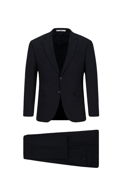 Dark Navy 6 Drop Regular Fit Standard Cut Patterned Two-Piece Suit