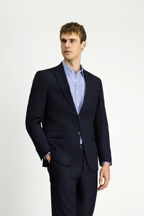 Dark Navy 6 Drop Regular Fit Standard Cut Patterned Two-Piece Suit