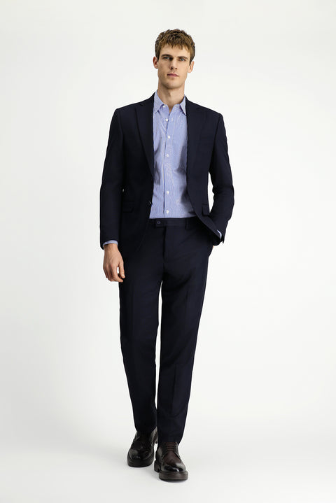 Dark Navy 6 Drop Regular Fit Standard Cut Patterned Two-Piece Suit