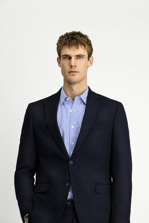 Dark Navy 6 Drop Regular Fit Standard Cut Patterned Two-Piece Suit