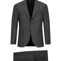 Açık Antrasit 4 Drop Relaxed Fit Rahat Kesim Desenli Çift Pantolonlu Takım Elbise