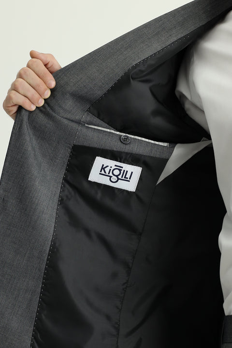 Light Gray 8-Drop Muscle Fit Long Athletic Cut Suit