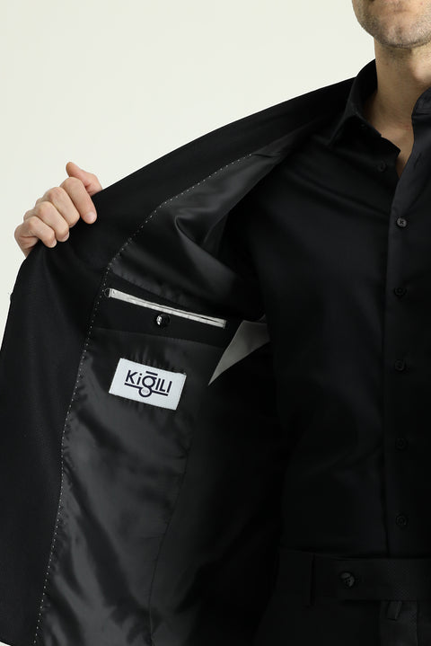 Black 8 Drop Muscle Fit Long Athletic Cut Suit