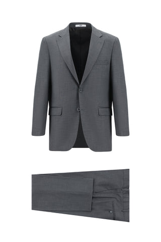  Orta Füme 4 Drop Relaxed Fit Rahat Kesim Desenli Takım Elbise