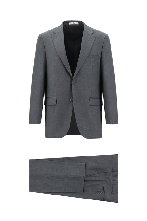 Medium Gray 4-Drop Relaxed Fit Patterned Suit
