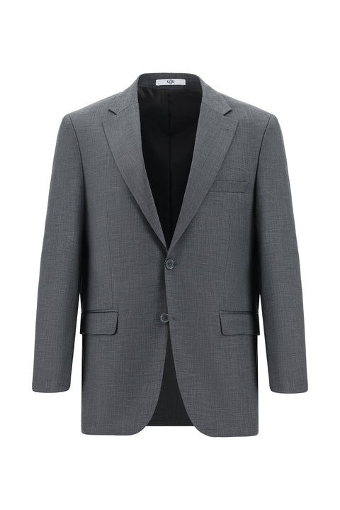 Medium Gray 4-Drop Relaxed Fit Patterned Suit