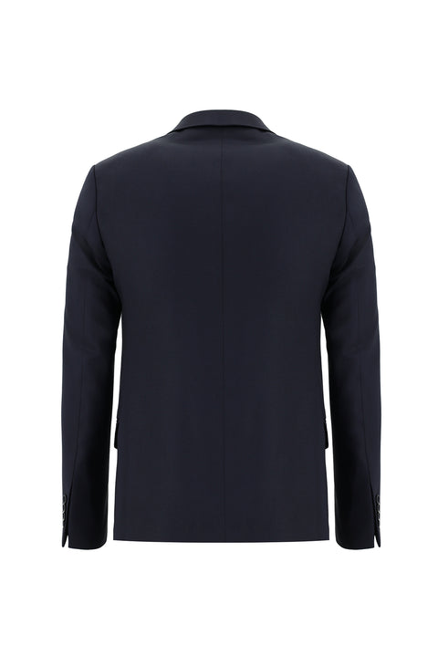 Black and Navy Blue 7 Drop Super Slim Fit Extra Narrow Cut Double-Breasted Patterned Suit