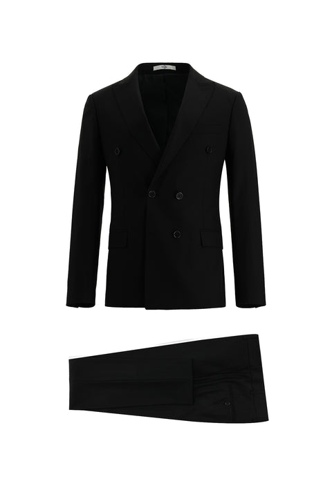 Black 7 Drop Super Slim Fit Extra Narrow Cut Double-Breasted Suit