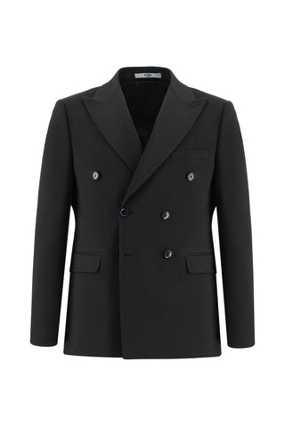  Siyah 7 Drop Slim Fit Dar Kesim Kruvaze Takım Elbise