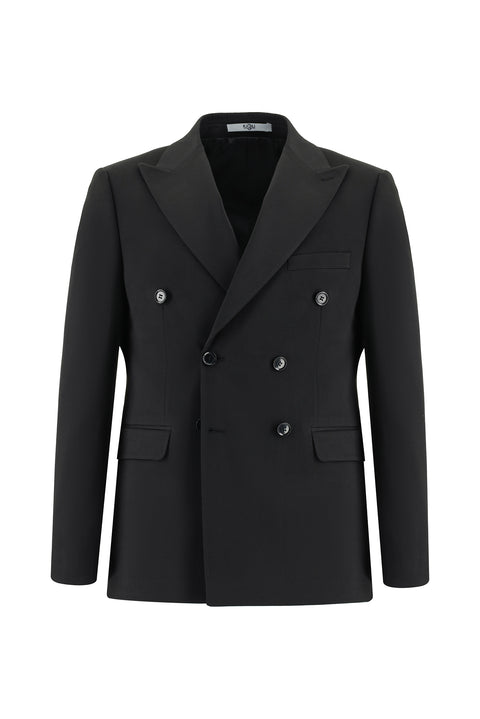 Black 7 Drop Slim Fit Narrow Cut Double-Breasted Suit