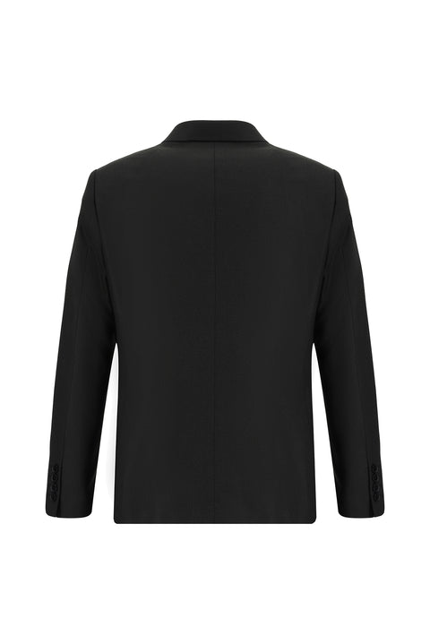 Black 6 Drop Regular Fit Standard Cut Patterned Double-Breasted Suit
