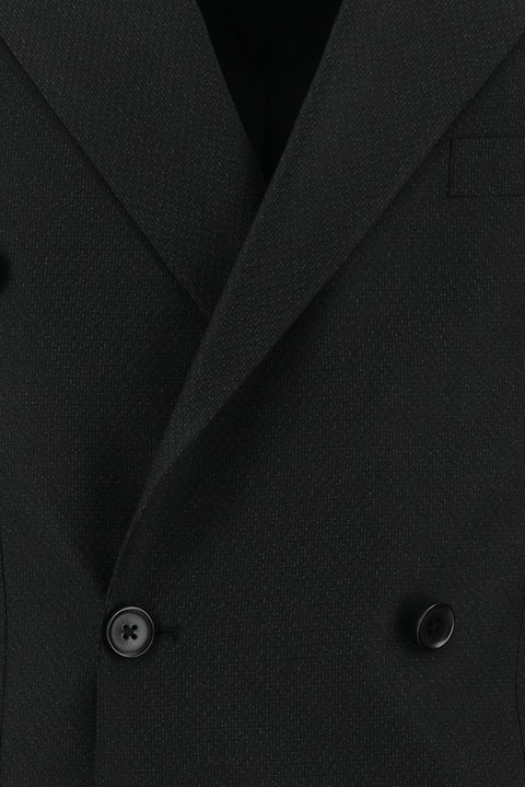 Black 7 Drop Slim Fit Patterned Double-Breasted Suit