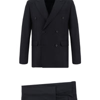 Dark Navy 6 Drop Regular Fit Standard Cut Patterned Double-Breasted Suit