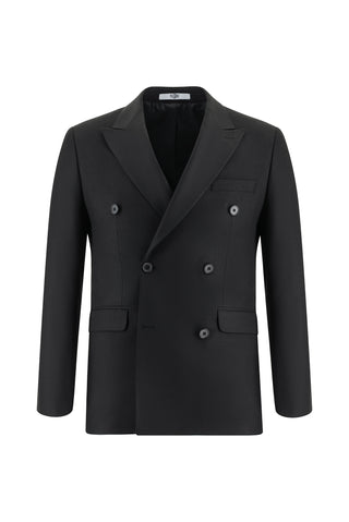  Siyah 7 Drop Slim Fit Dar Kesim Desenli Kruvaze Takım Elbise