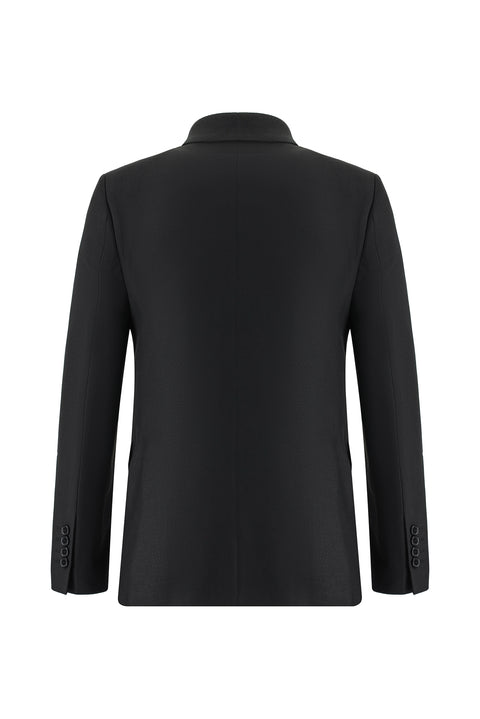 Black 6 Drop Regular Fit Standard Cut Patterned Double-Breasted Suit