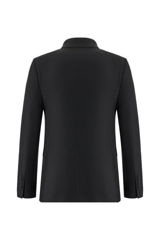  Siyah 7 Drop Slim Fit Dar Kesim Desenli Kruvaze Takım Elbise