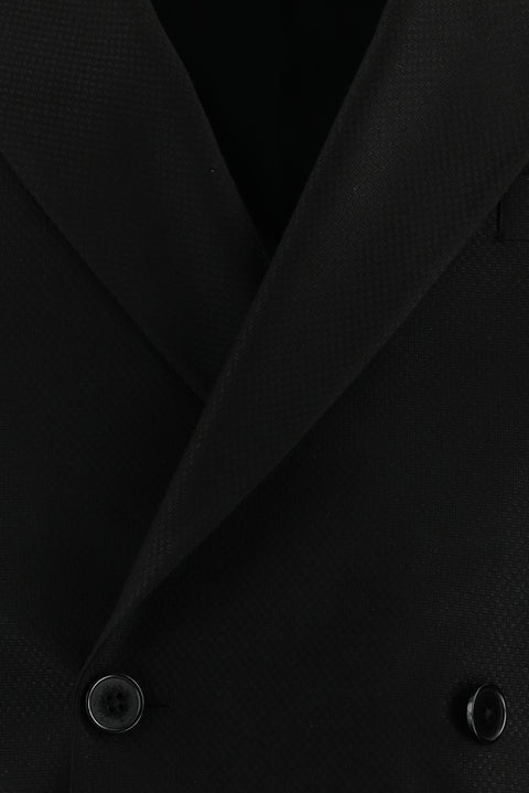 Black 6 Drop Regular Fit Standard Cut Patterned Double-Breasted Suit