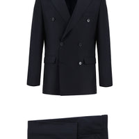 Dark Navy 6 Drop Regular Fit Standard Cut Patterned Double-Breasted Suit