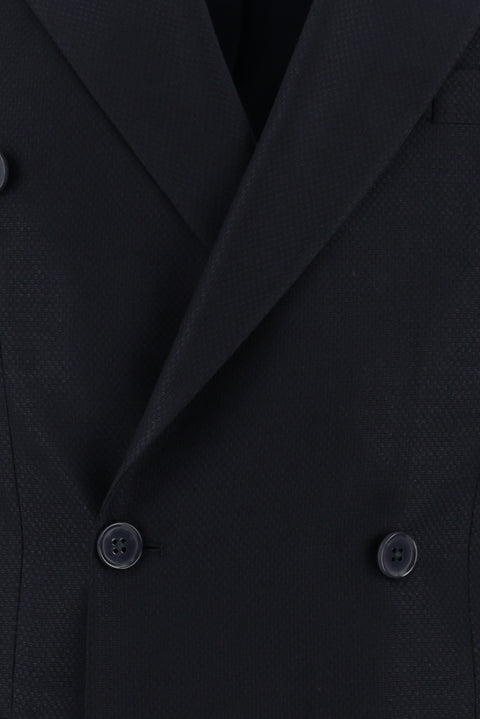Dark Navy 6 Drop Regular Fit Standard Cut Patterned Double-Breasted Suit