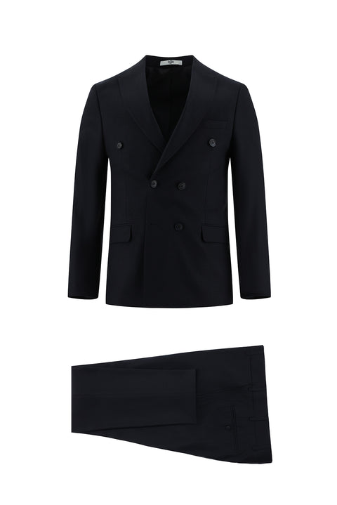 Dark Navy 7 Drop Super Slim Fit Extra Narrow Cut Double-Breasted Suit