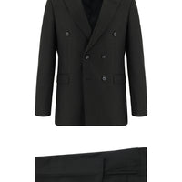 Dark Anthracite 7 Drop Super Slim Fit Extra Narrow Cut Patterned Double-Breasted Suit