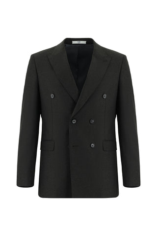  Koyu Antrasit 7 Drop Super Slim Fit Eksra Dar Kesim Desenli Kruvaze Takım Elbise