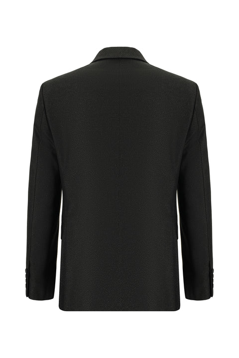 Dark Anthracite 7 Drop Super Slim Fit Extra Narrow Cut Patterned Double-Breasted Suit