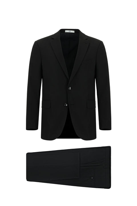Black 6-Drop Regular Fit Standard Cut Suit