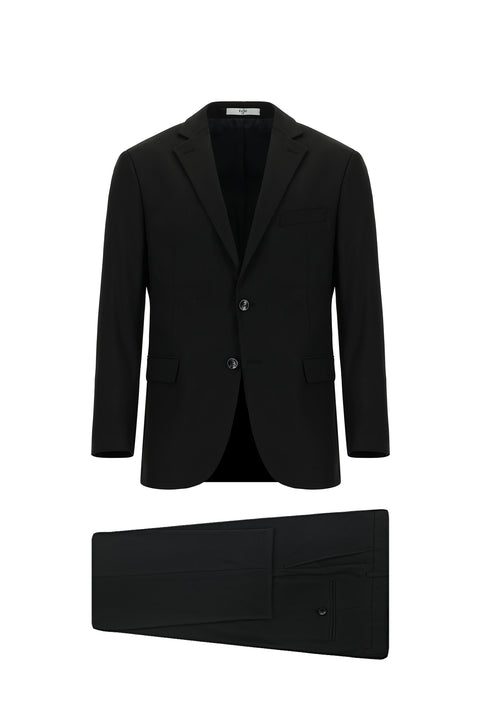 Black 6-Drop Regular Fit Standard Cut Suit