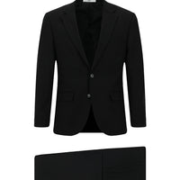 Black 4-Drop Relaxed Fit Patterned Suit