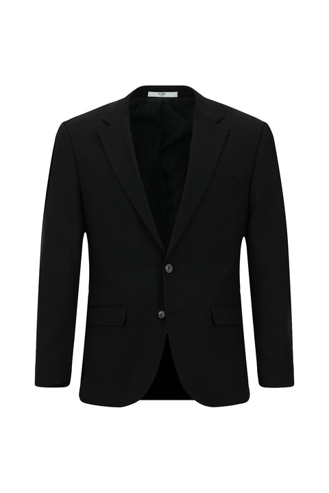 Black 4-Drop Relaxed Fit Patterned Suit