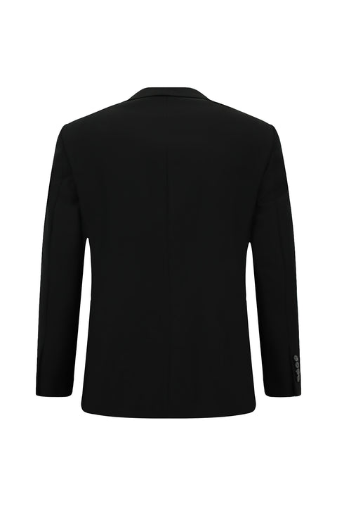 Black 4-Drop Relaxed Fit Patterned Suit